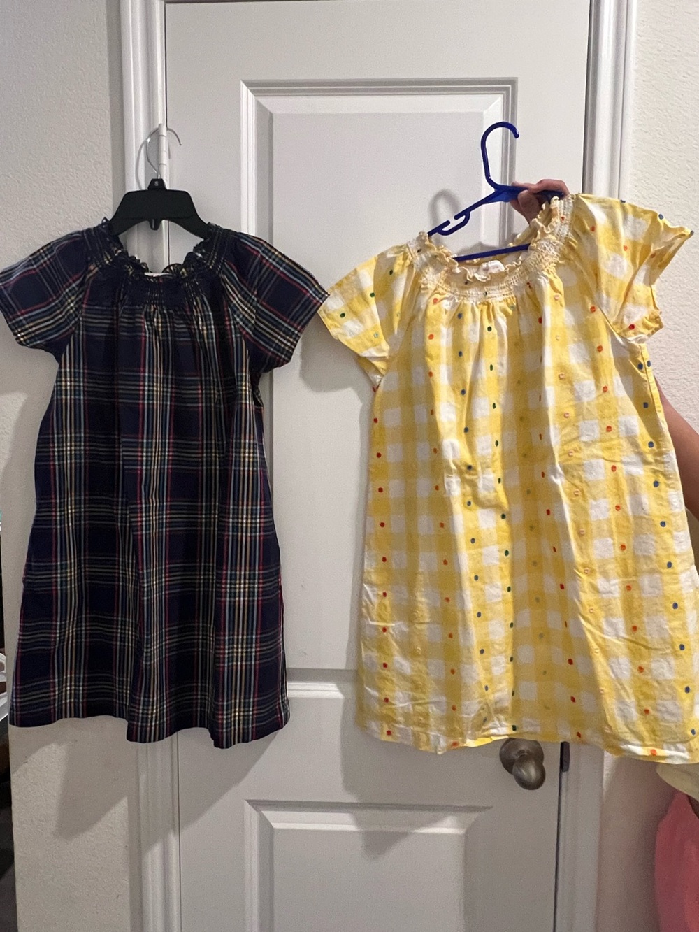 Hanna Anderson Girls' Yellow Gingham Dot Smocked Dress